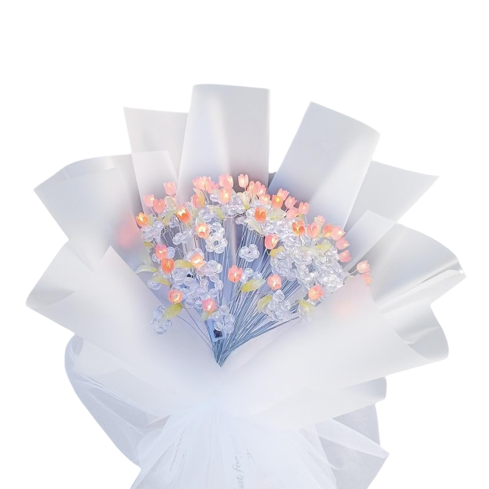 

Artificial Tulip Bouquet for Home Decorations DIY Tulip Bouquet Kit Flower Craft for Easter Table Centerpiece Wedding Christmas рожевий