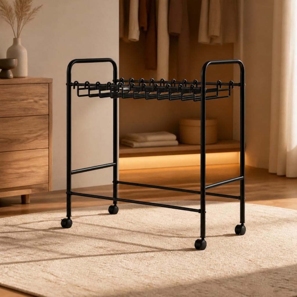 Clothing Organizer Space-Saving Iron Clothing Rack with Side Handles for Dressing Area, Bedroom