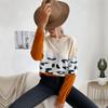 Vintage Fashion Elegant Casual Autumn Women's Colorblocking Long-sleeved Bottoming Sweater Thin Section