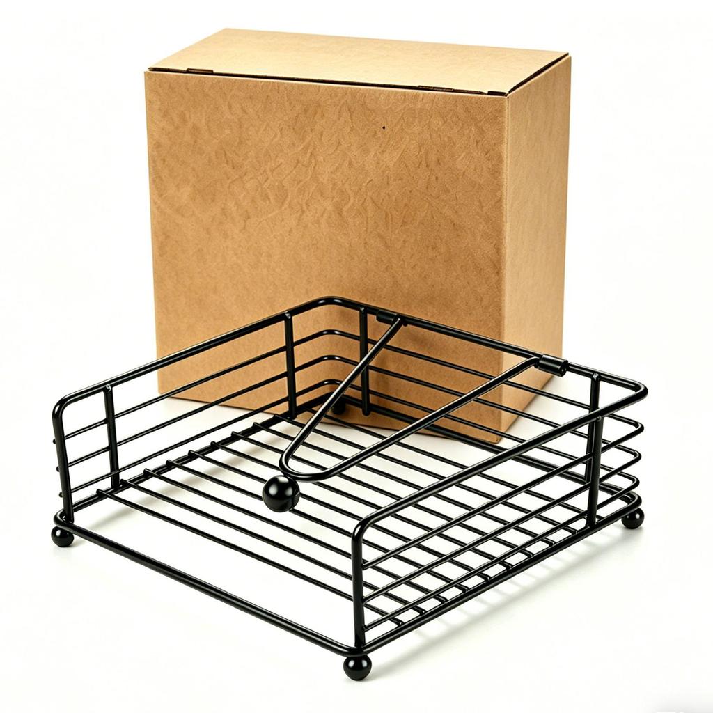Porta asciugamani di carta e tovaglioli in ferro battuto nordico per caffè, hotel o ristorante - Design quadrato Disponibile in magazzino