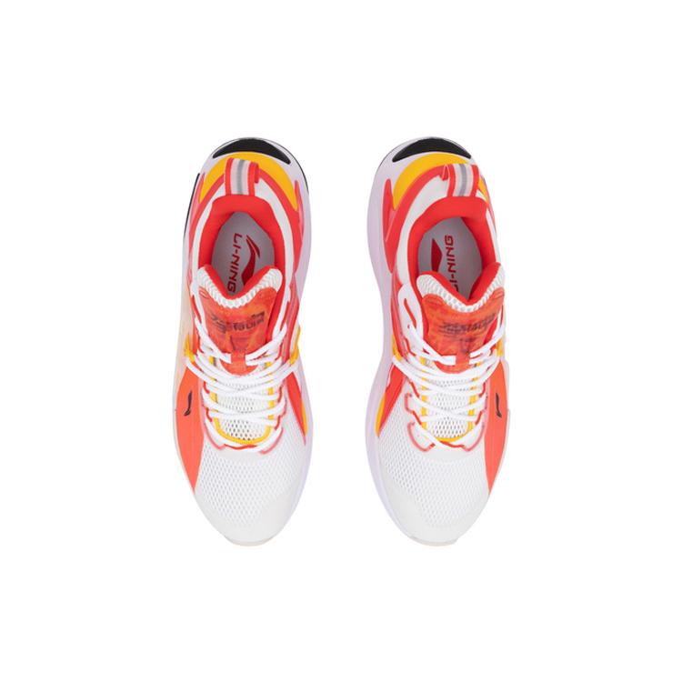 New LiNing Fire Cushioning Rebound Low Top Casual Shoes Men's White Red Yellow AGLQ059-1
