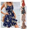 Summer Sexy Floral Print Short Dress Women Backless Beach Sundress Casual Sleeveless Lace-up In Dresses