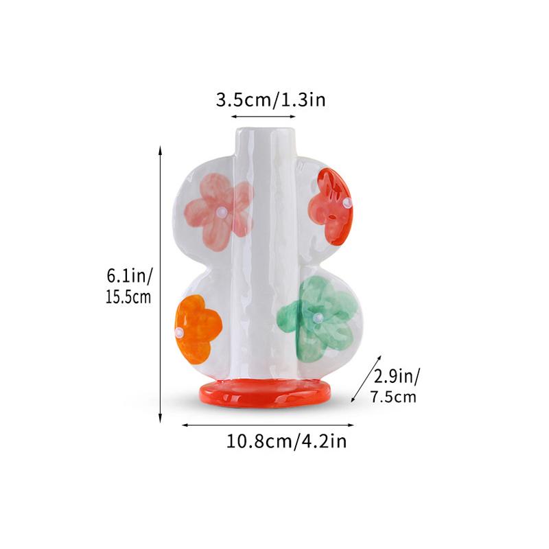 Cartoon Painted Ceramic Vase Lovely Small Plant Pots Table Decoration Flowers Arrangement Floral Vases Room Aesthetic Decor