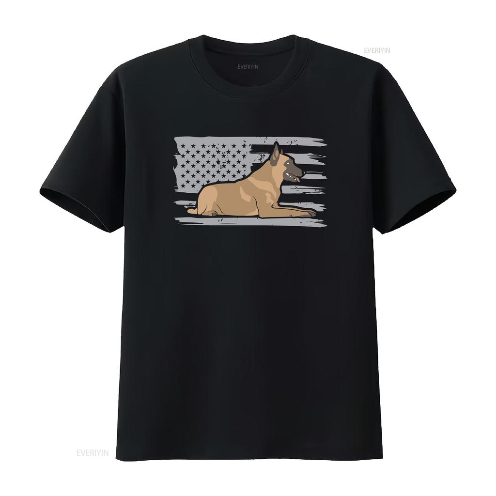 American Flag Belgian Malinois Mom T Shirt Patriotic Dog For Her Women Vintage Washed Versatile Graphic Homme Unisex Fashion