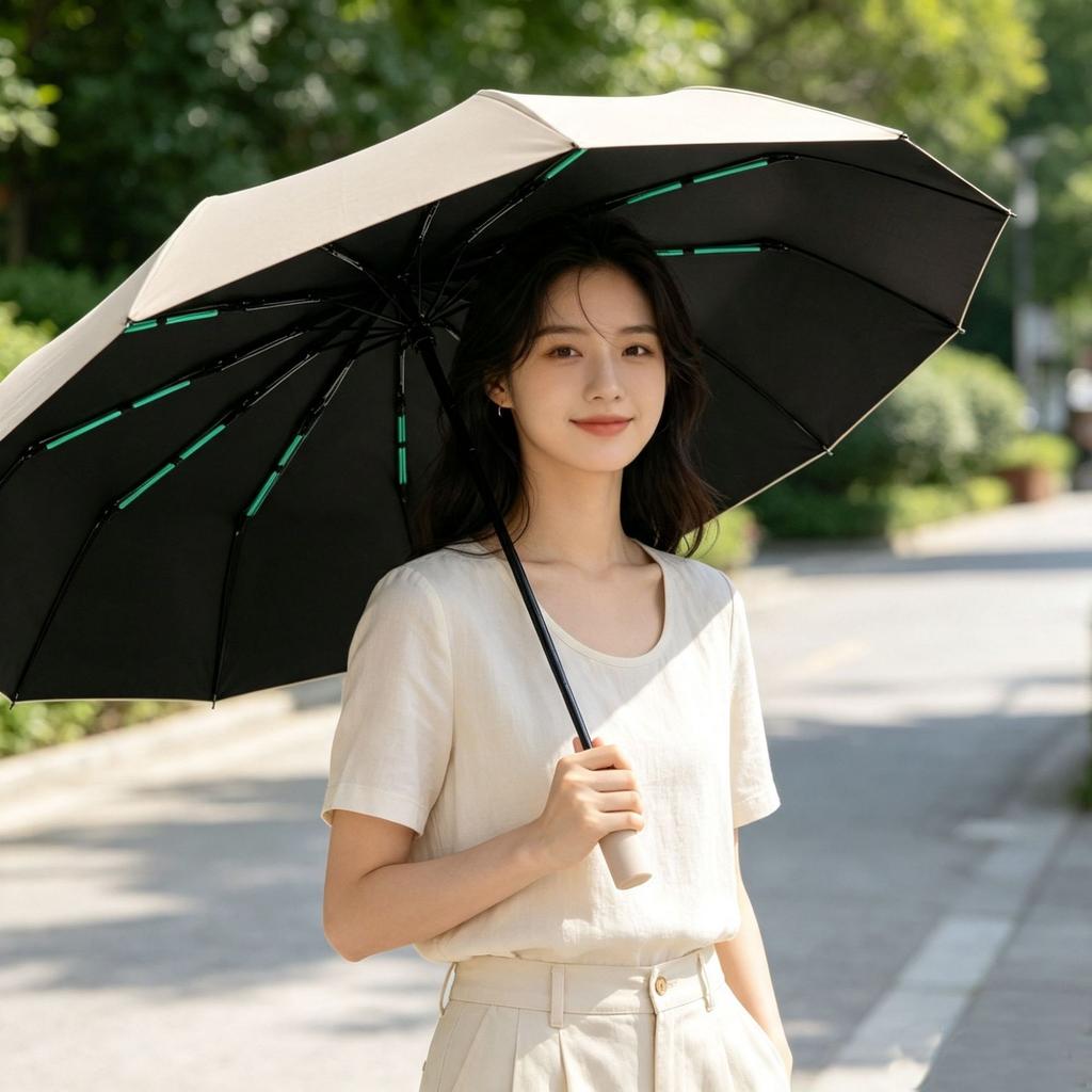 Double keel reinforced folding umbrella sun protection weather and rain dual-purpose business men's automatic umbrella custom logo advertising