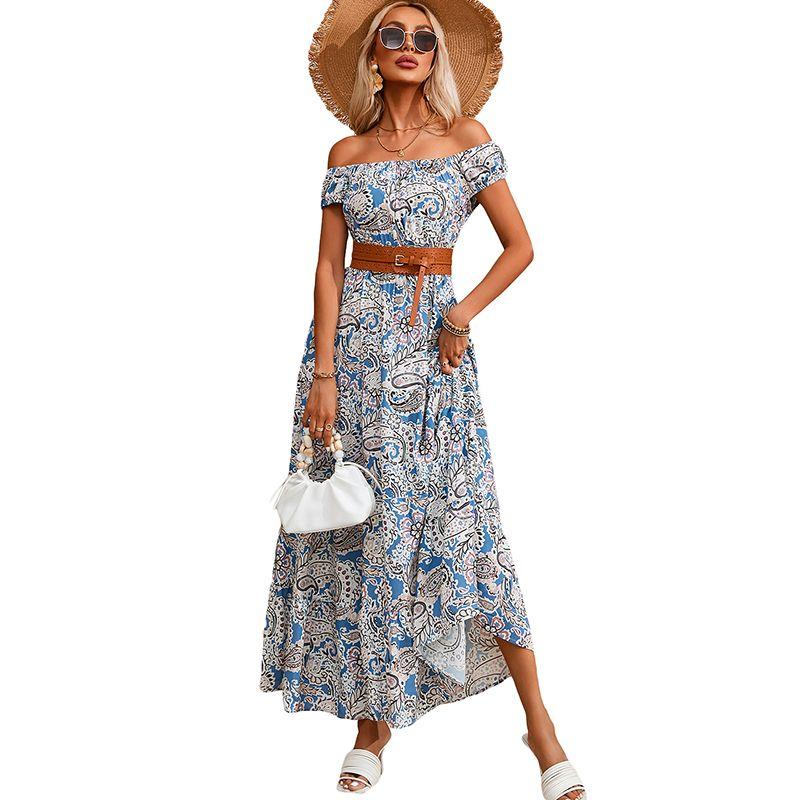 

Fashion Fashion off-Shoulder Sleeveless Dress Women 2024 Summer New Arrival Bohemia Style High Waist Long Dress Women LC6119201-P520 S code fits (45.00 kg-55.00 kg