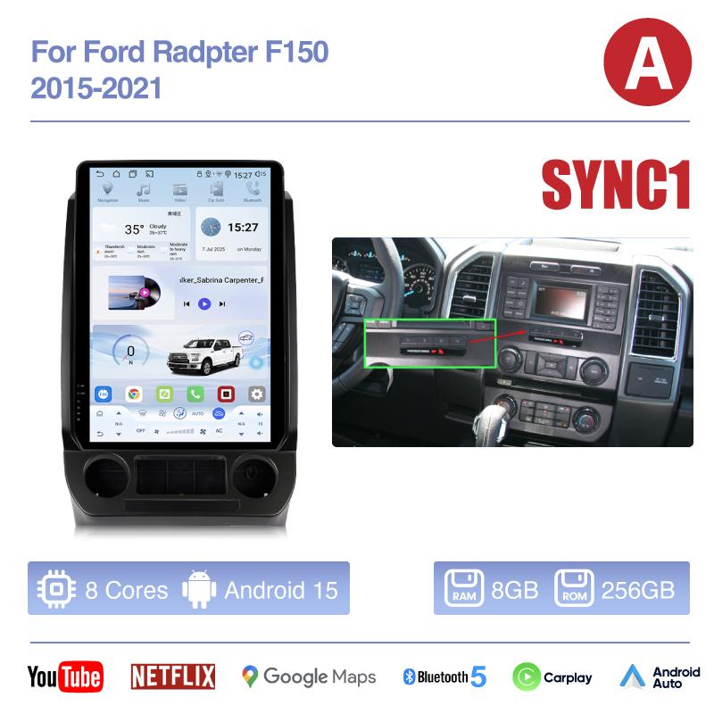 14.5Inch Android 15 8 Core For Ford Radpter F150 2015 - 2025 Car Multimedia Video Player GPS Navigation Auto Radio Carplay 360