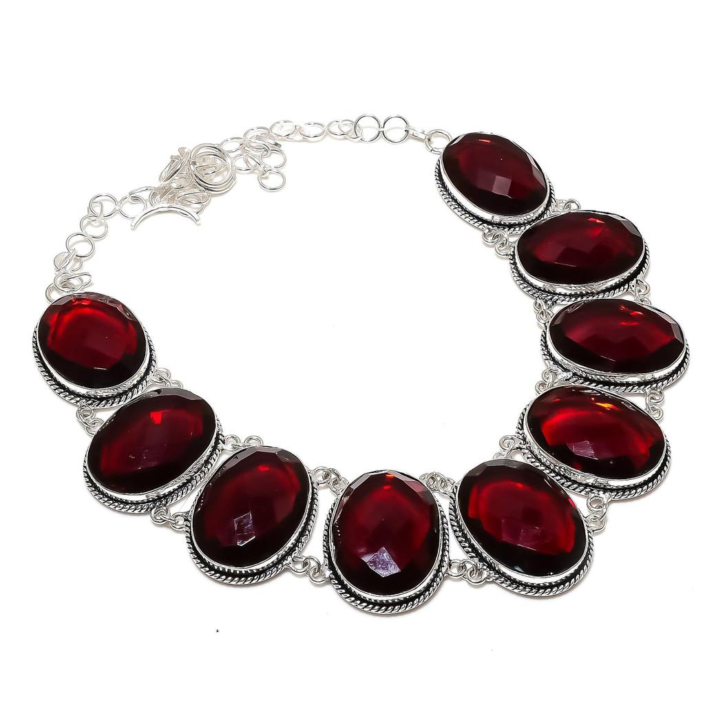 Roter Granat Edelstein Handgemachte 925 Sterling Silber Elektroform Halskette, Roter Granat Silber für Frau Unisex Halskette Party Wear Geschenke