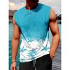 Colete Havaiano Masculino Estiloso para Férias Estampa de Coco Gradiente Colete Casual para Festa de Iate Tamanho Plus Masculino Resort Camiseta Respirável