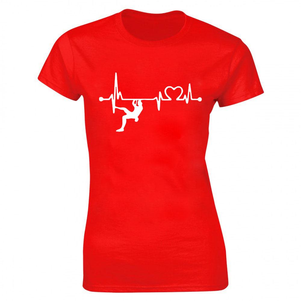 Kletterer Cooles Klettern T-Shirt Baumwolle Geburtstagsgeschenk Kurzarm Rundhals Hip Hop Berg Herzschlag T-Shirt Streetwear Damen
