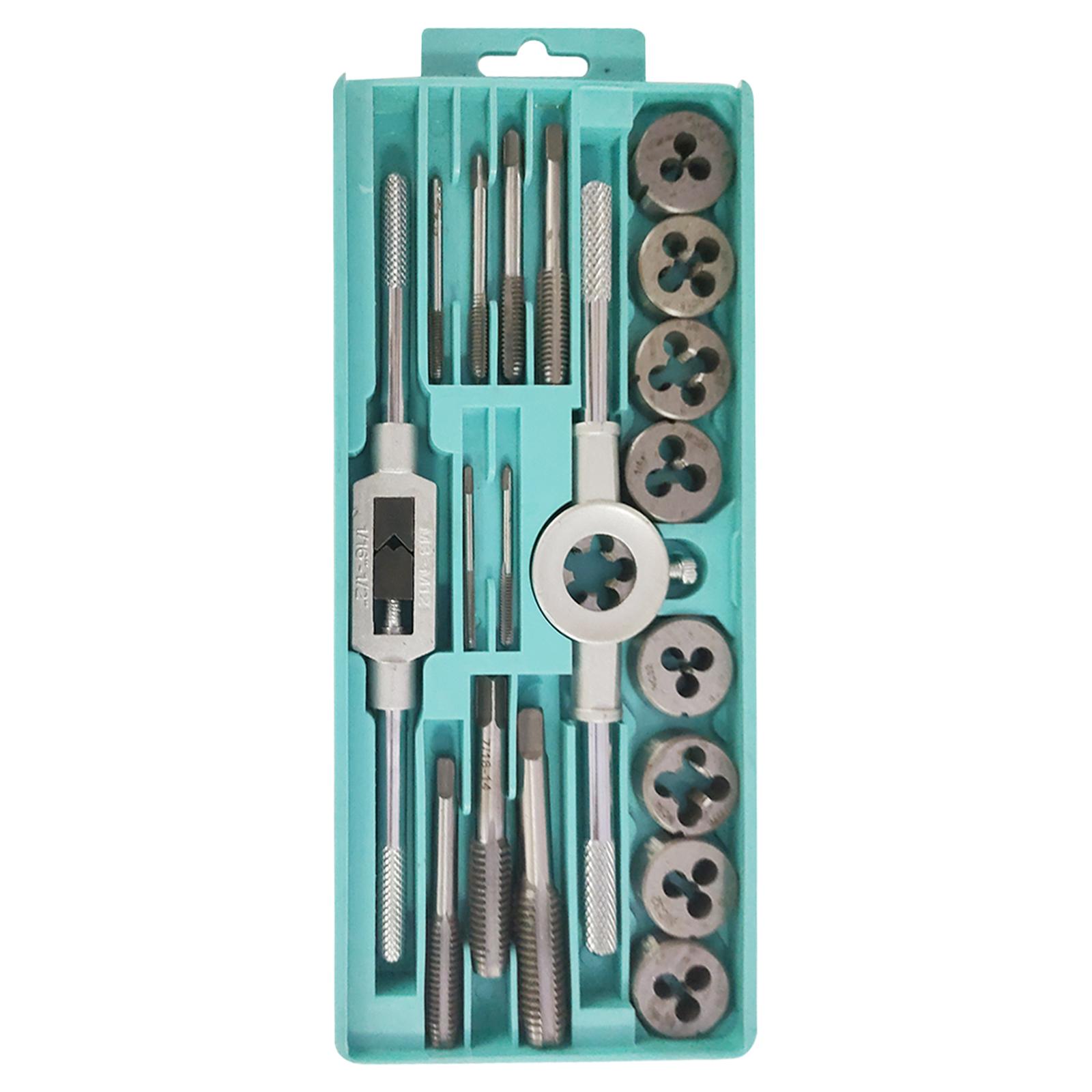 12Pcs Multifunction Tap and Die Set M6-M12 Metric Tap Die Wrench Set Tap and Die Tool Set for Cutting External Internal Threads