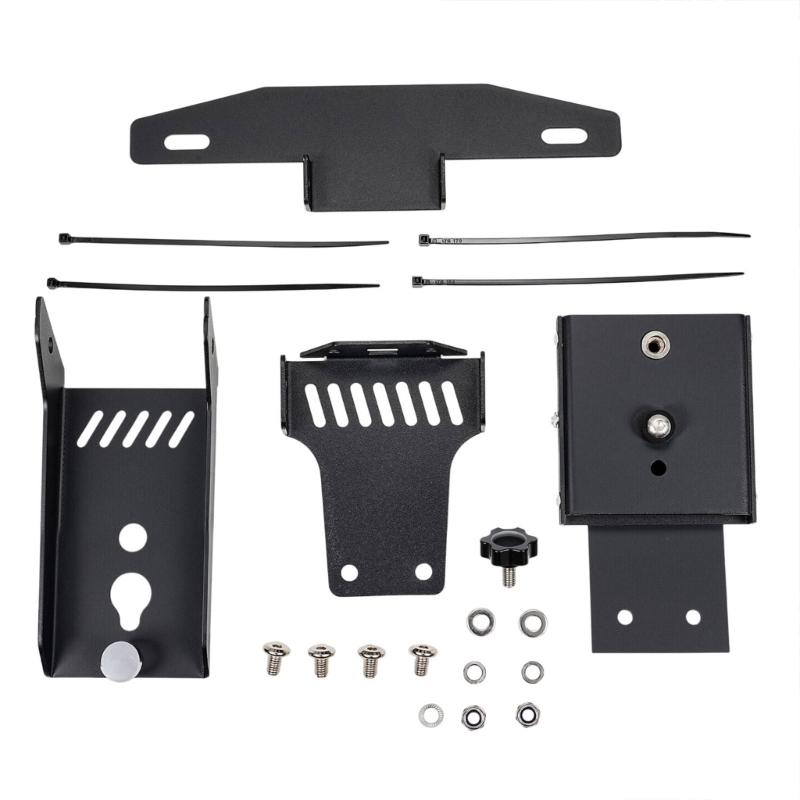Bike License Plate Mount with Articulated Layered Structure for SURRON X/S, Powder-Coated Iron Body, Integrated Fasteners, & Elongated Installation