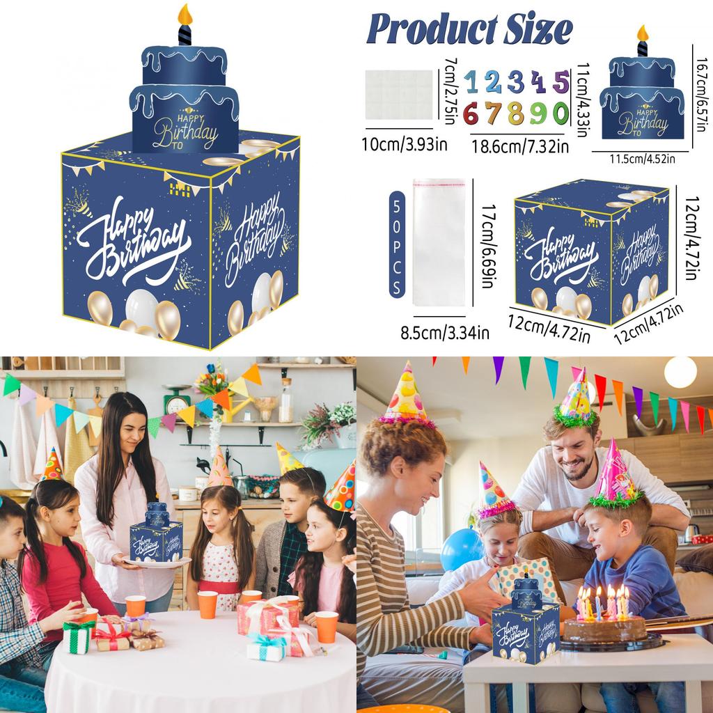 Blue Digital Number Party Birthday Gift Box For Wedding And Festival Event Decor