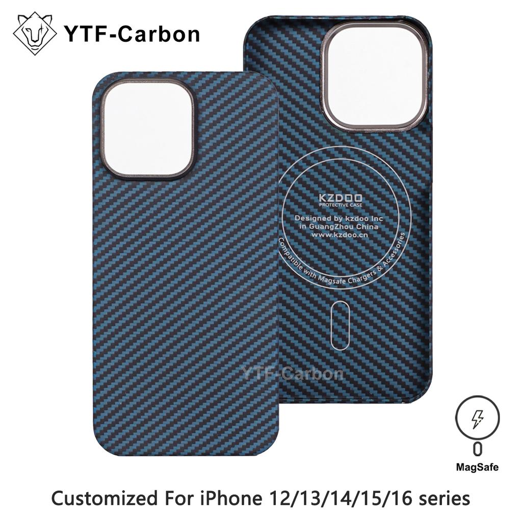 YTF For iPhone 12 Pro Max/13 Pro/14 Pro Max/15 Pro Max/16 Pro Max Genuine Carbon Fiber Aramid Case Ultra Thin Protective Cover