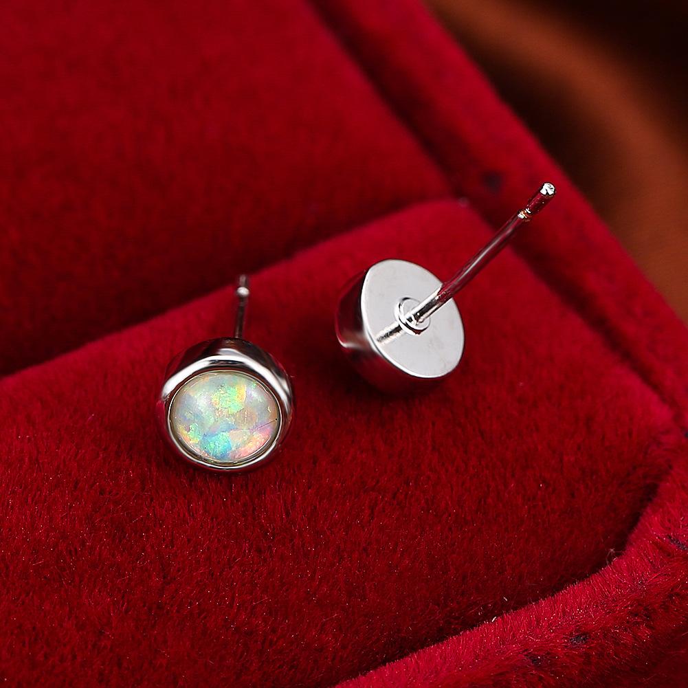 European and American Blue Round Earrings Fashionable and Versatile Earrings Personalized and Simple Couple Accessories
