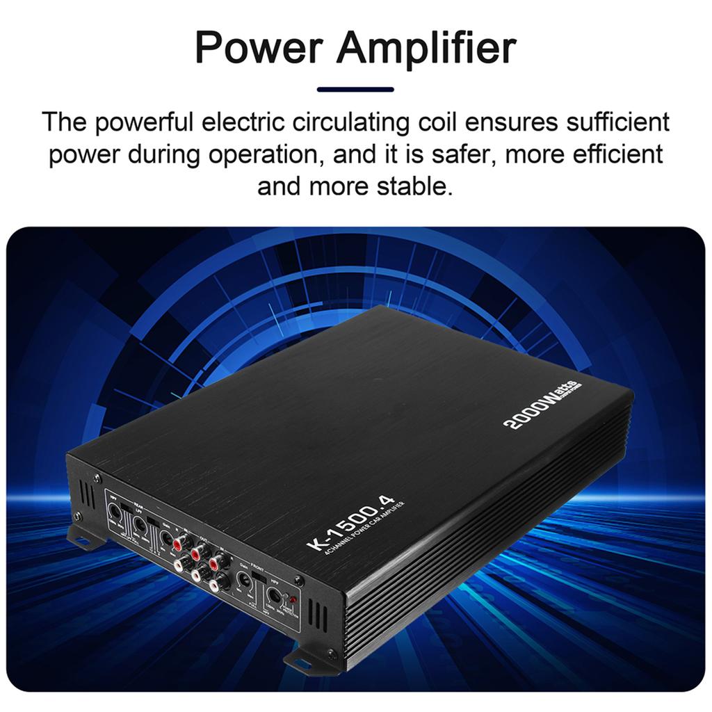 4 Channel Car Audio Amplifier 2000W High Power Amp. 12 V Four Way Stereo Power Amplifier Class A B