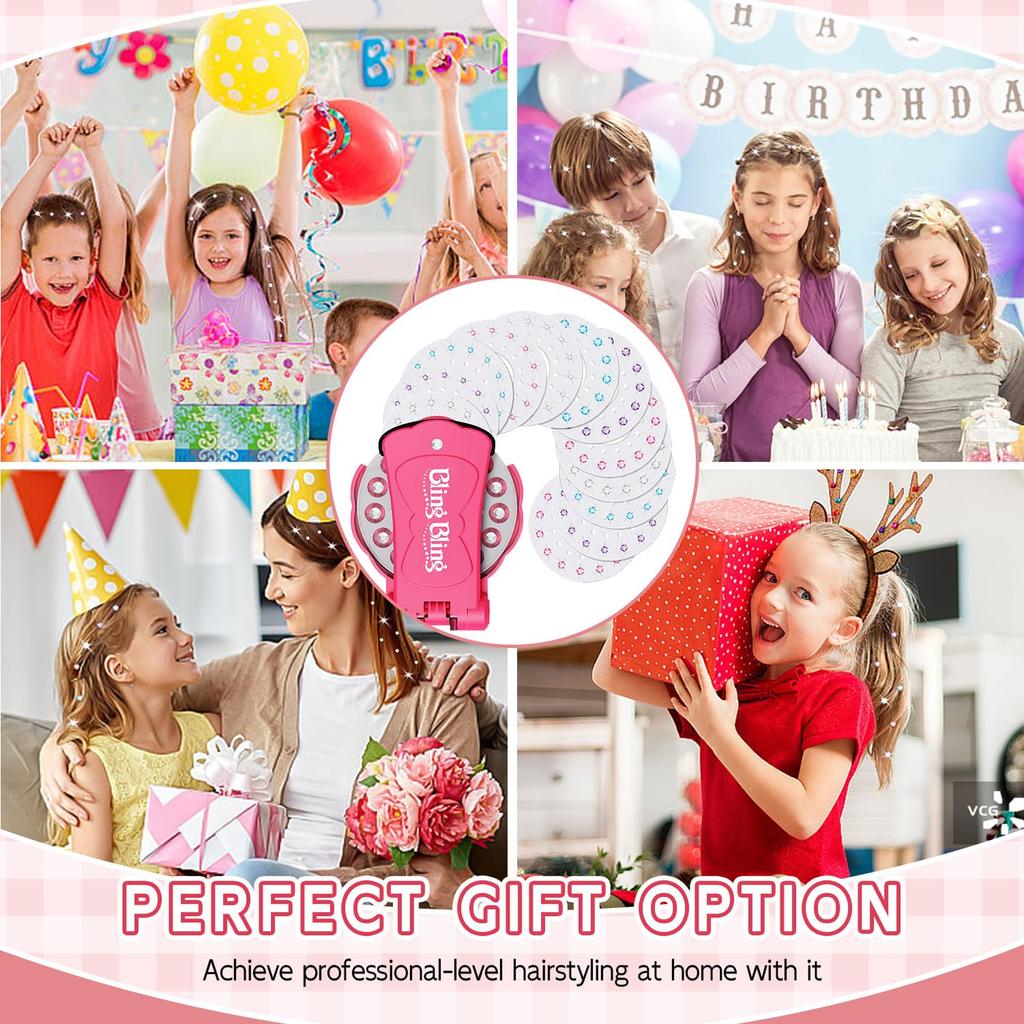 Girls' Hair Accessories, Kids' Hair Jewel Stamper, Bling Hair Styling Tool, Hair Dazzler Kit with 180 Gems, Styling Tool for Braids, Shoes, Bags, and