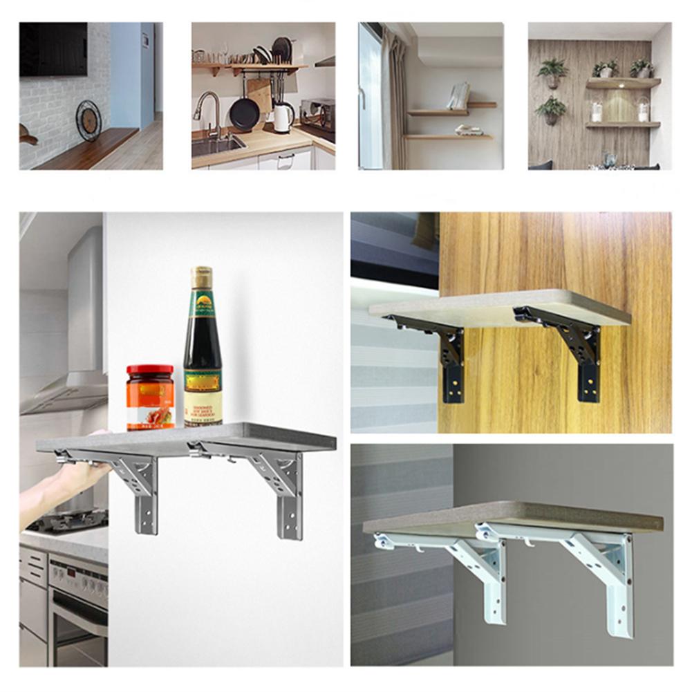 8/10/12/14Inch Triangle Folding Angle Bracket Adjustable Wall Mounted Shelf Brackets Heavy Duty Metal Collapsible Shelf Bracket