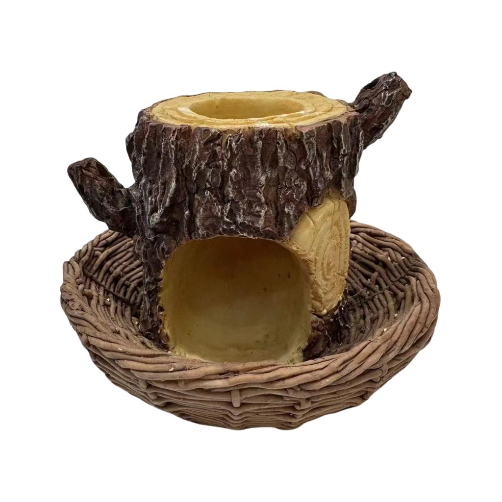 Hanging Tree Stump Bird Feeder, Suitable For Courtyards, Balconies, And Gardens; European- Resin Craft.