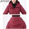 BITCED Women's Long-Length Winter Coat with Hood and Drawstring Waistband Fitted and Flattering Silhouette for a Slimming Effect
