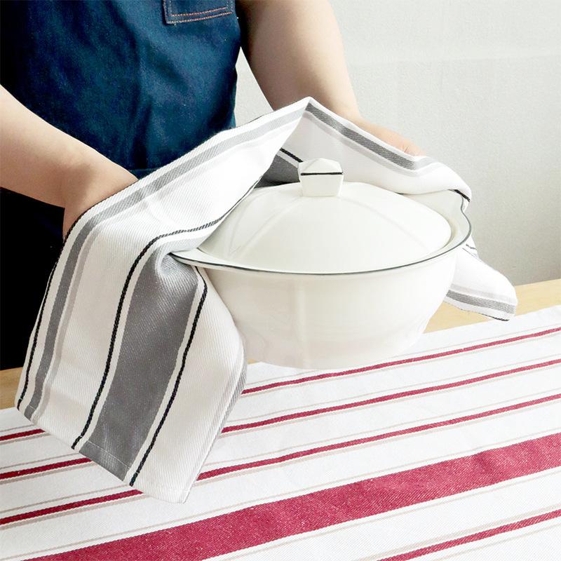 Yarn-dyed Striped Tea Towel, Cotton Home Kitchen Napkin Cloth