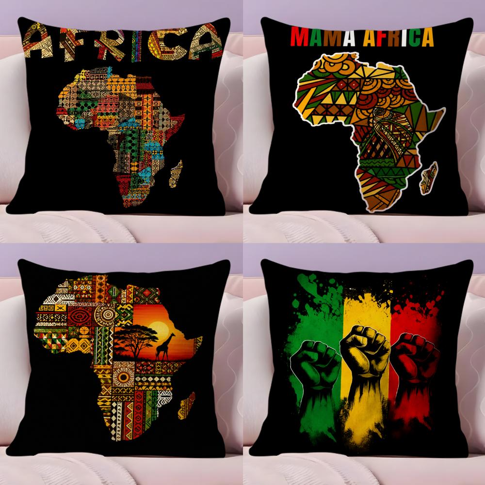 Map Of Africa Geometrics Cushion Cover Soft Short Plush DoubleSided Printing Home Decor Machine Washable Pillow Case Gift