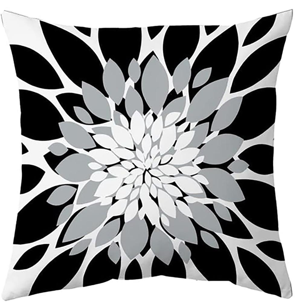 Black and White Floral Pattern Square Pillow Covers Set ,,sofa and Chair Cushion Covers, Home Bedroom Room Decoration