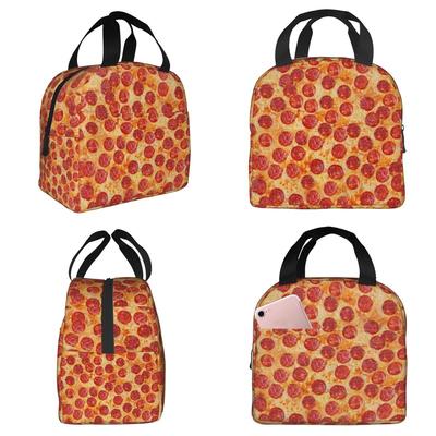 Realistic Pepperoni Pizza Pattern Insulated Lunch Bag for Women Office Cooler Thermal Food Box Tote Lunch Boxes Container
