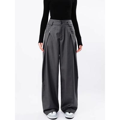 Deconstructed Casual Drape Floor-length Trousers Men's Retro Straight Loose Wide-leg Trendy Casual Pants