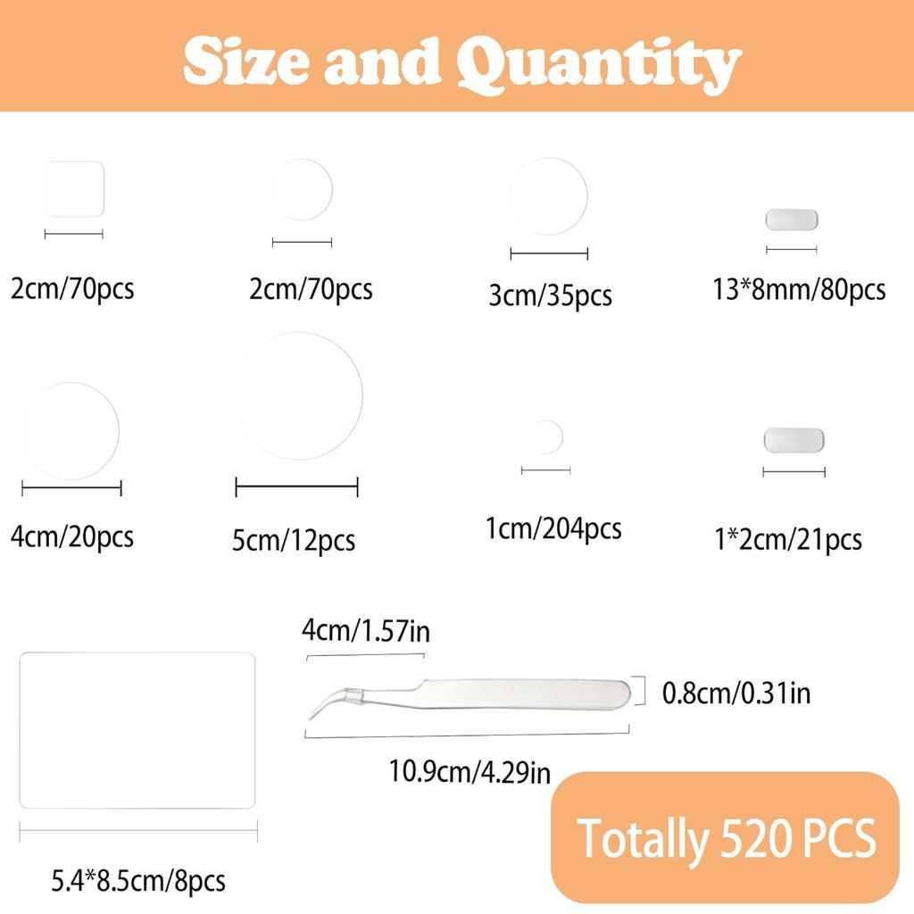 520PCS Double Sided Tape Removable Strong Adhesive Dots Heavy Duty Sticky Pads Putty No Traces Clear Sticky Tack for Picture, Poster, Art Craft,
