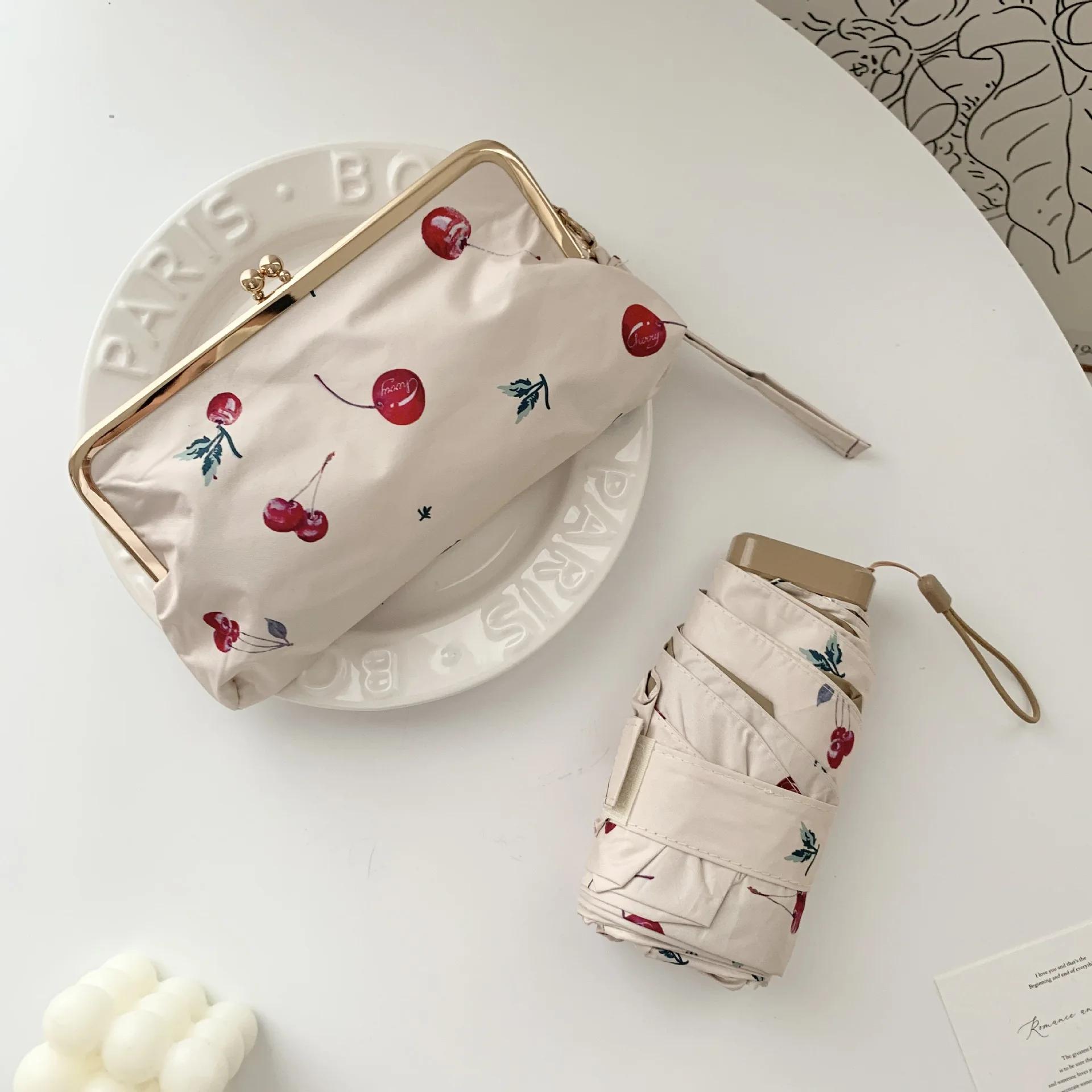 

Мини-зонт для женщин, Солнцезащитный от солнца и УФ-лучей, Двойного использования от солнца и дождя, Легкий Компактный Портативный Карманный 6-секционный Зонт-парасоль