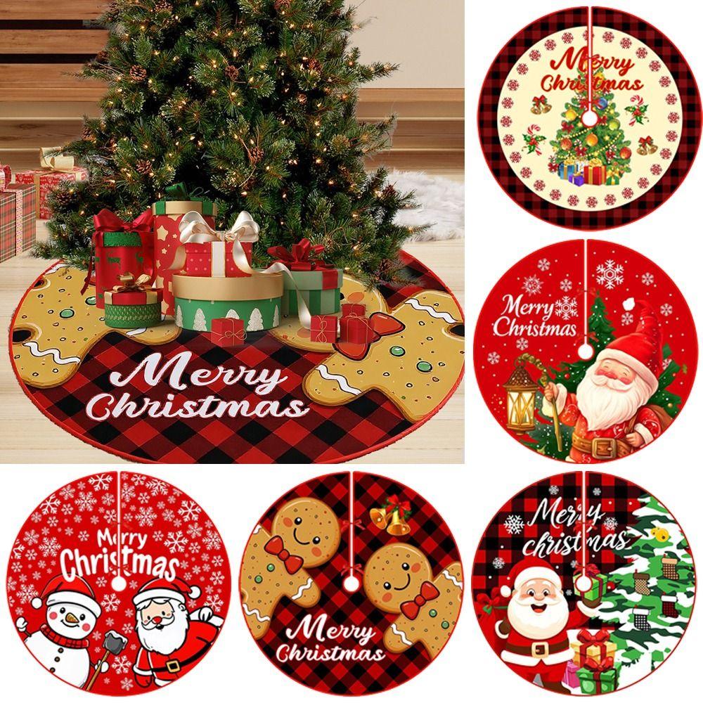 Snowflake Print Christmas Tree Skirt Santa Claus Printed Christmas Decoration  Home Holiday