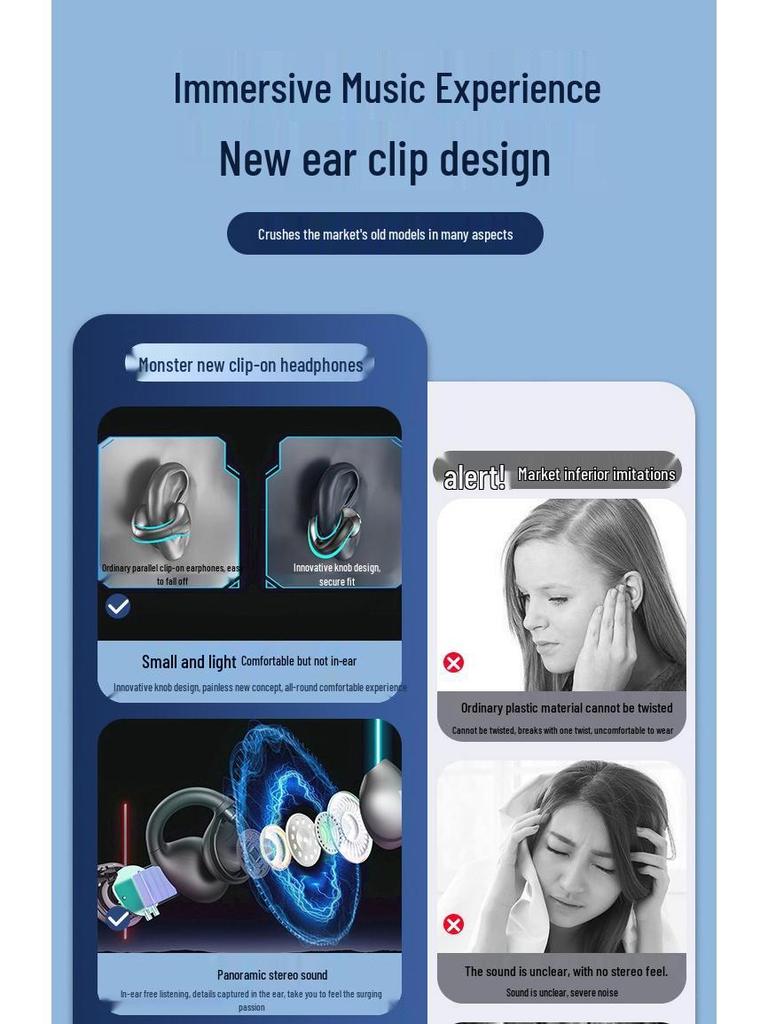 Monster AC600 Waterproof Bluetooth Sports Bone Conduction Clip-On Headphones