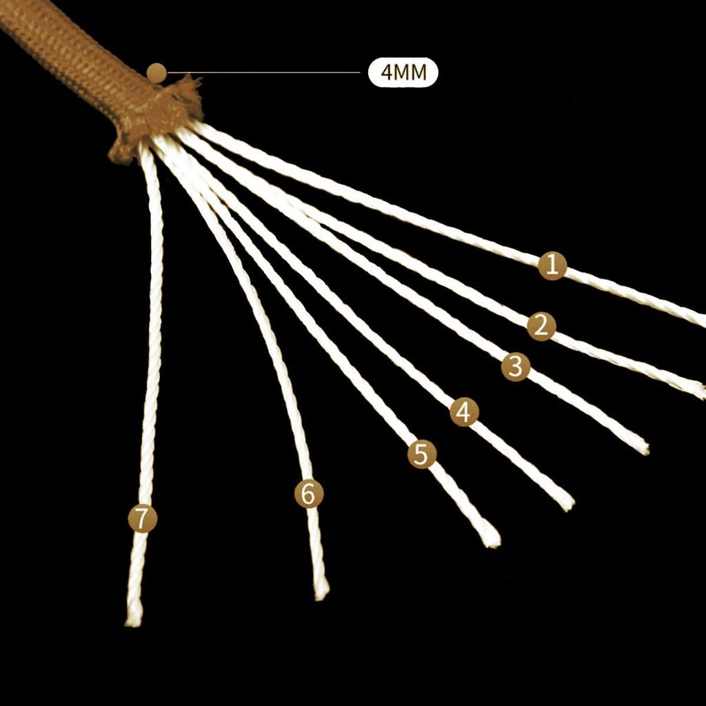 HERCULES Paracord Abspannseil Campingseil Zeltseil für den Außenbereich Belastbarkeit 250kg 7 Kerne Braun 15m