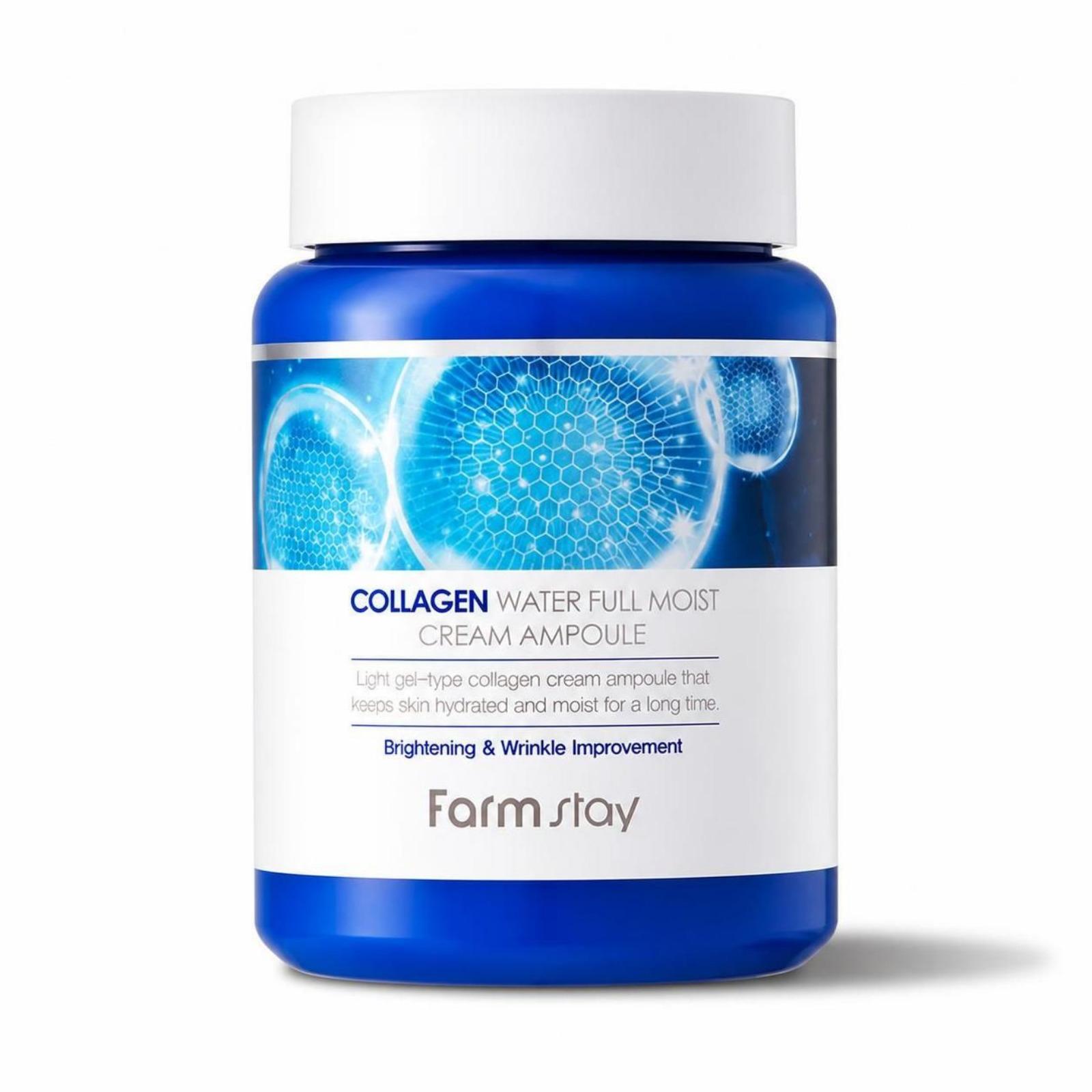 FARMSTAY Collagen Water Full Moist Cream Ampoule 250ml Hydrating Firming Facial Ampoule 1 Piece