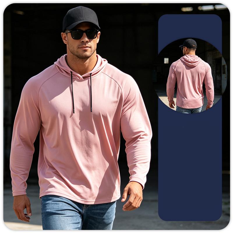 Men's sun protection suit hooded long-sleeved fitness sports outdoor fishing tops quick-drying running basketball training T shirts