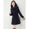 Xinfeiyu Women's French Elegant Double-Breasted Wool Blend Coat