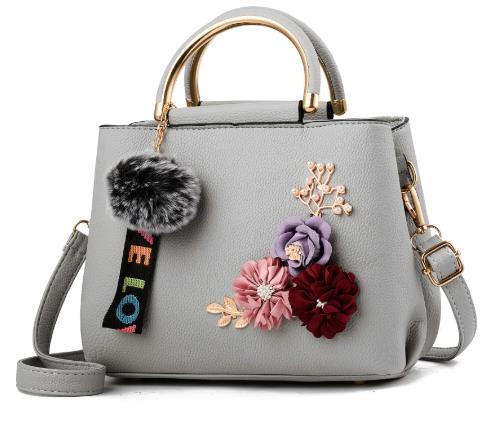 Fashi Casual Luxury Design Lady Artificial Flower Shoulder Messenger Bag Trend Wild Natural Soft Leather Handbag
