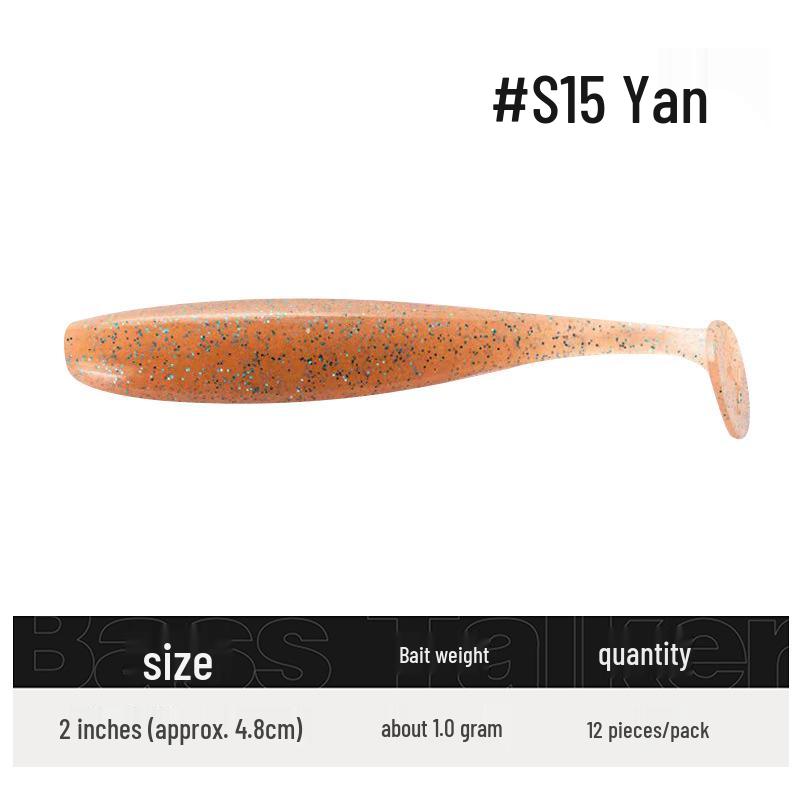 Mini Soft Bait T-Tail Lure with Lead Head Hook for Bass & Mandarin Fish 2 inch