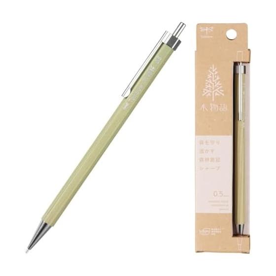 Tombow Pencil Mokugatari Mechanical Pencil, 0.5mm, Wood Barrel, Forest Green, DHA-151E