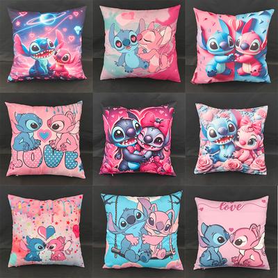 Stitch and Angel Love-Printed Pillowcases: Adorable Designs for Cozy Decor! Sofa Cushion Cover, Single-sided Printing