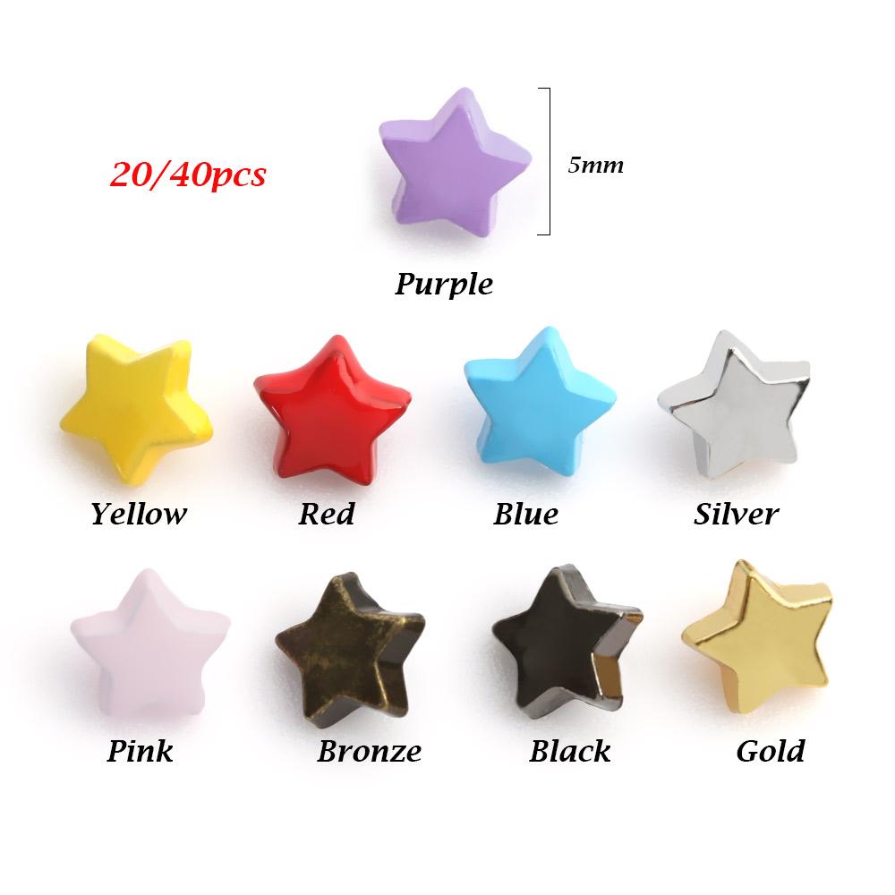 20/40Pcs Mini Metal Button Buckle DIY Doll Clothes Decor Buckle 5mm Star Buckles for Handmade DIY Crafts Sewing Accessories