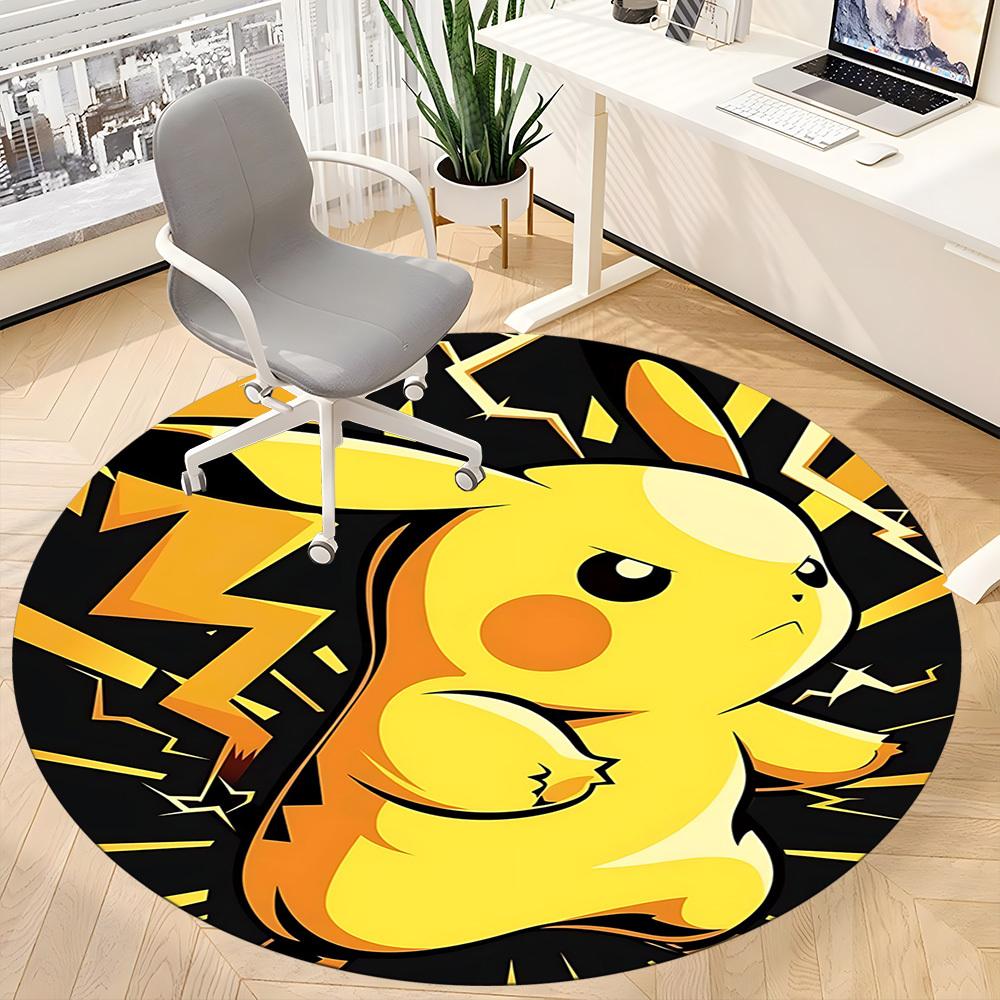 1pc Pikachu Electric Office Round Area Rug, Bedroom Living Room Home Decor, Room Deco,  Offic a1016123
