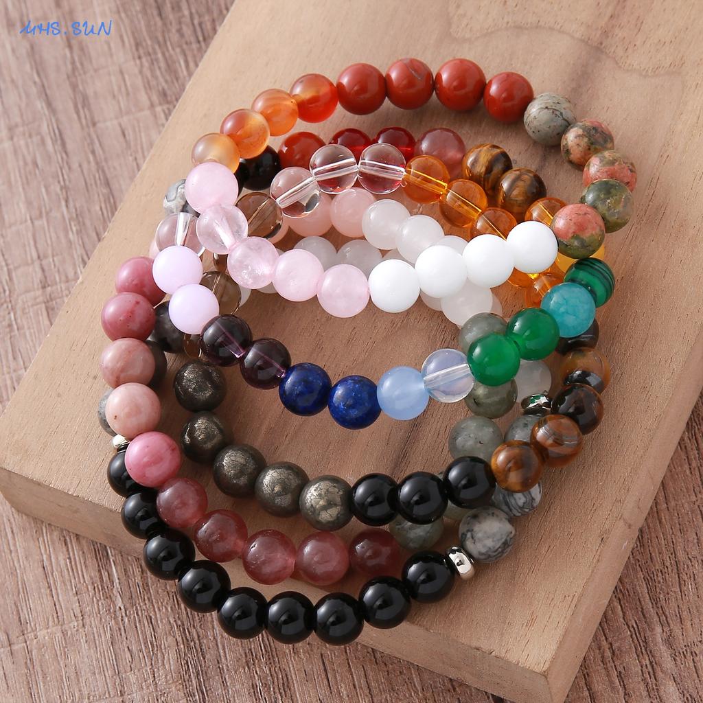 MHS.SUN Natural Stone Beads Bracelet For Women Men Amethysts Tiger Eye Empath Protection Bracelet Wealth Healing Energy Jewelry
