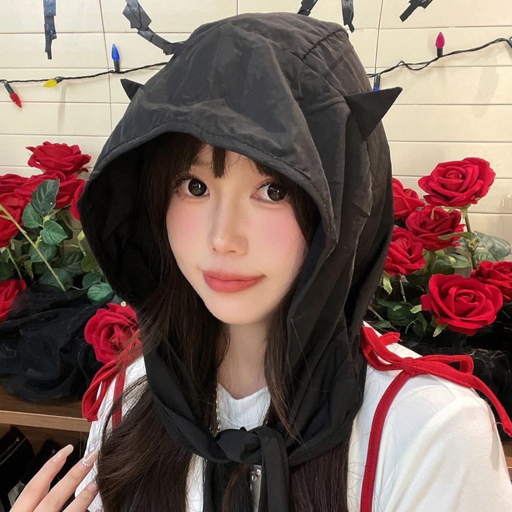 Cute Little Devil Ears Straps Headscarf Hats For Women Spring Casual Versatile Thin Cap and Qui L7Y0