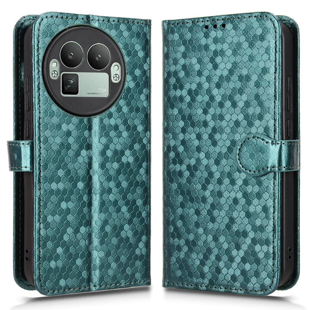 For Realme GT 8 Pro 5G Wallet Case Dot Pattern Imprint PU Leather Phone Cover with Wrist Strap