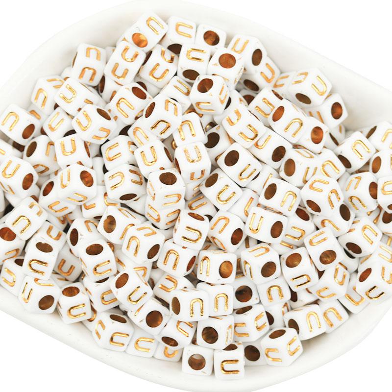 100Pcs/lot A-Z Letter Beads For Jewelry Making Gold Color Square Alphabet Spacer Bead Charms Diy Bracelet Pendants Supplies