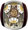 Seiko Nástěnné hodiny Karakuri s rádiem, analogové Karakuri, 6 skladeb, melodie, rotující dekorace, tmavě hnědý mramorový vzor RE564H