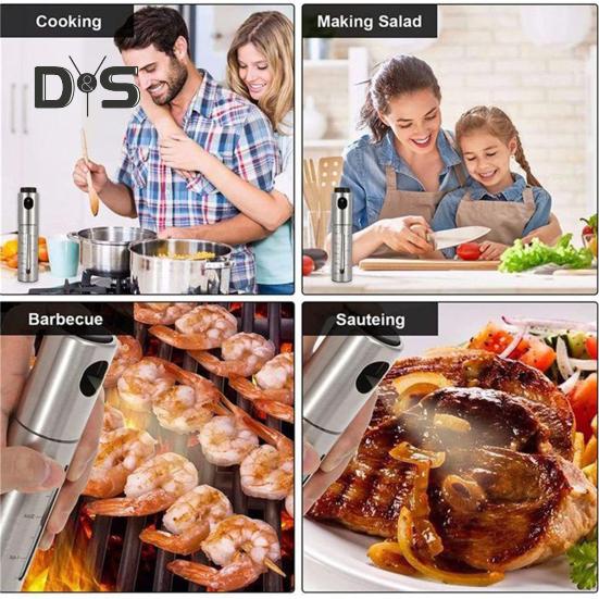 Spruzzatore Mister Olio d'Oliva per Cucinare Bottiglia in Vetro con Ugelli Potenti per Nebbia Fine Spruzzino Olio Aceto Cucina per BBQ Insalata