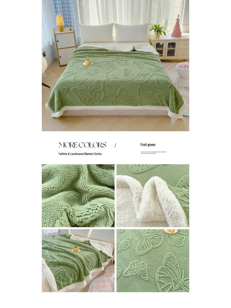 Enfärgad dubbelsidig jacquardfilt med fjärilar - Kontor, tupplur, soffa & luftkonditionering